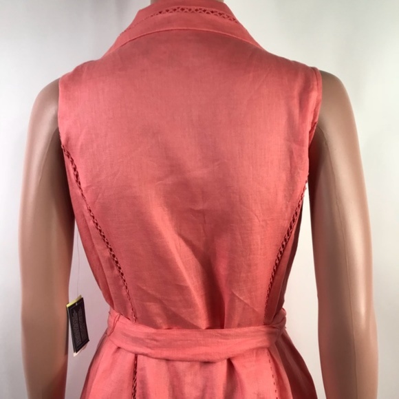 Jones New York Coral Linen Sleeveless Midi Dress 4 - Picture 7 of 8